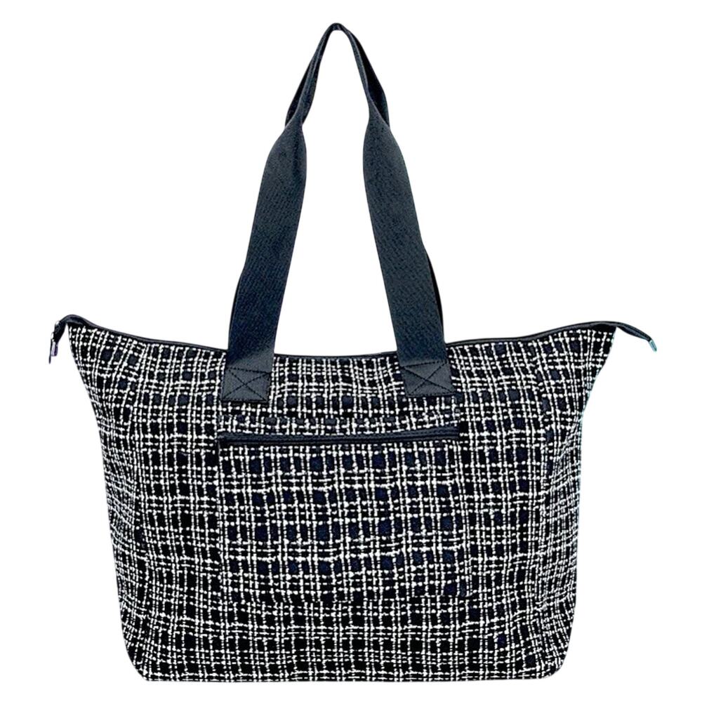 MyTagAlongs Weekender Tote Black Lightweight Tweed Neoprene Work Shoulder Bag